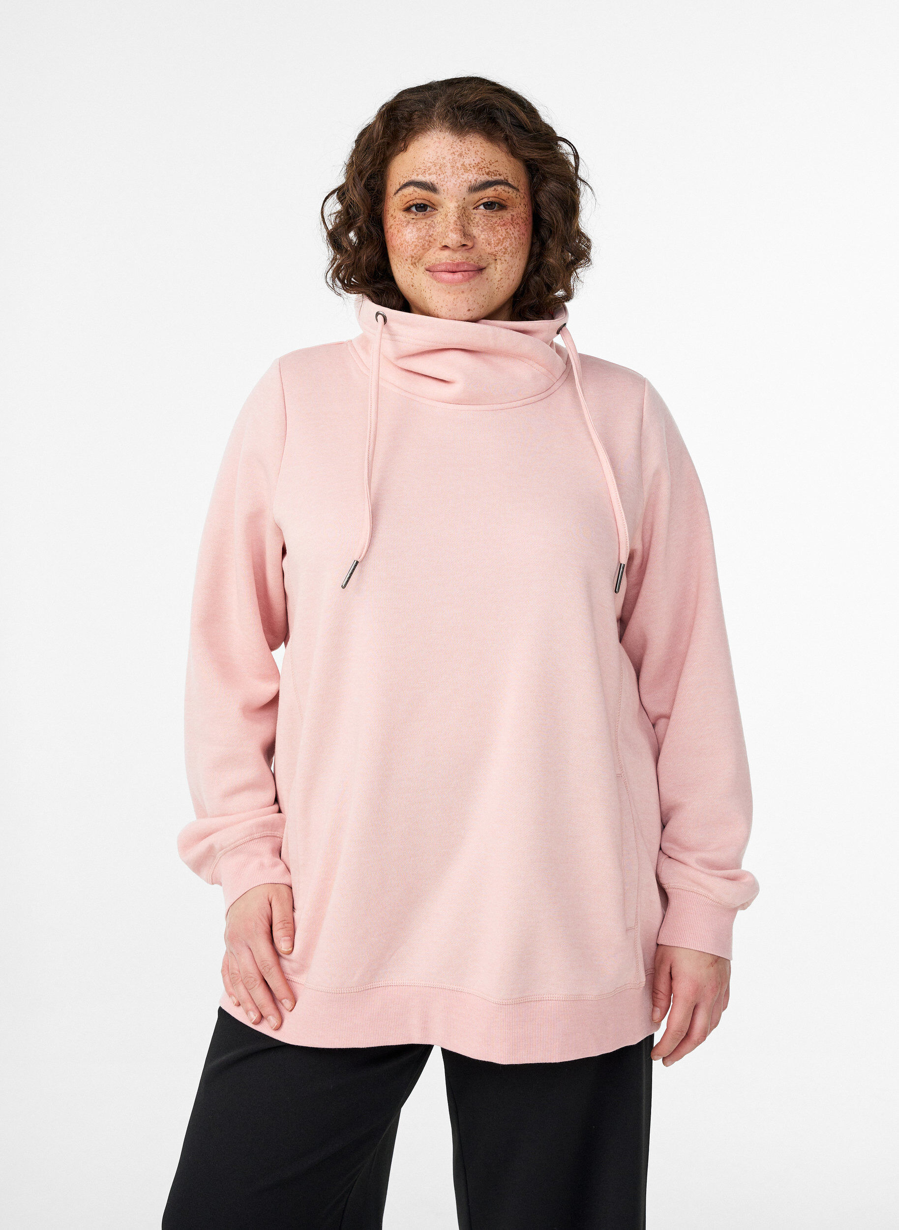 Sweatshirt met hoge kraag en zakken, Rood, Model