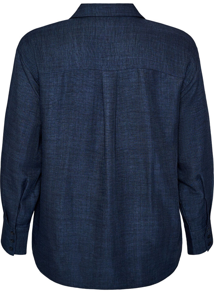 Losse shirt met V-hals, Blauw, Packshot image number 1