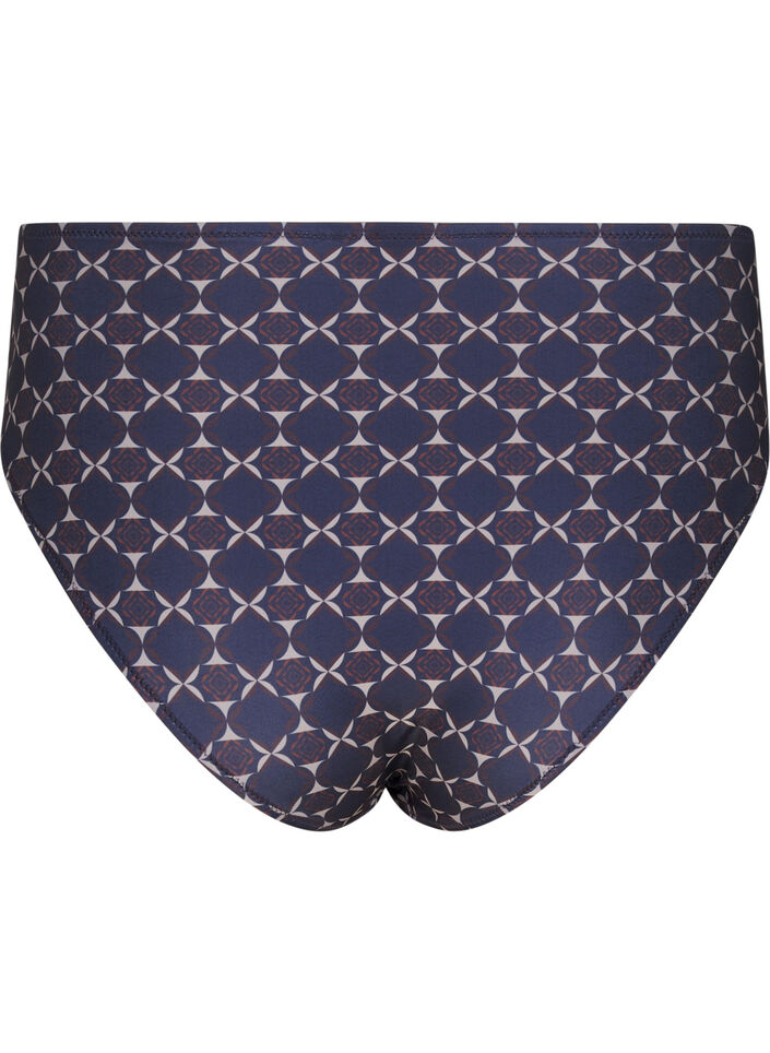 Bikinislip met hoge taille en print, Blauw, Packshot image number 1
