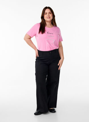 ZizziFLASH - T-shirt met motief, Begonia Pink Live, Model image number 2