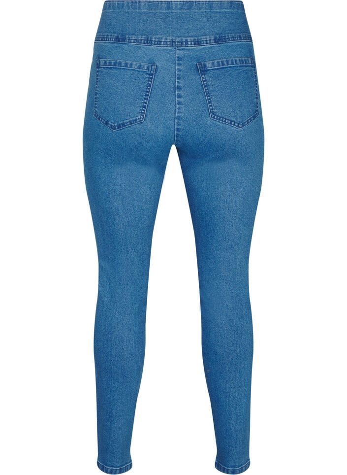 Rekbare jeggings met een hoge taille, Blauw, Packshot image number 1