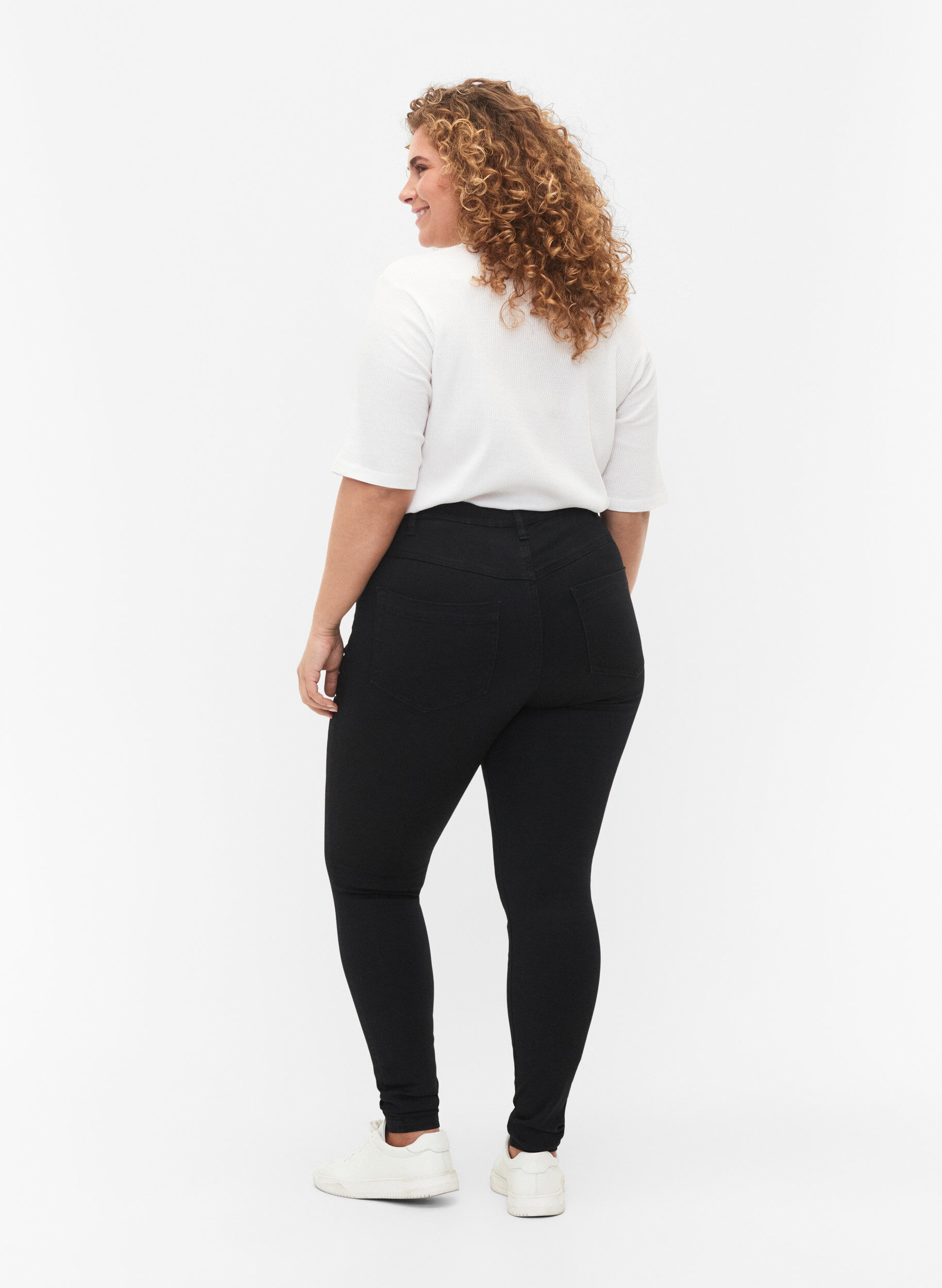 ZizziSuper slim Amy jeans met hoge taille, Black, Packshot image number 1