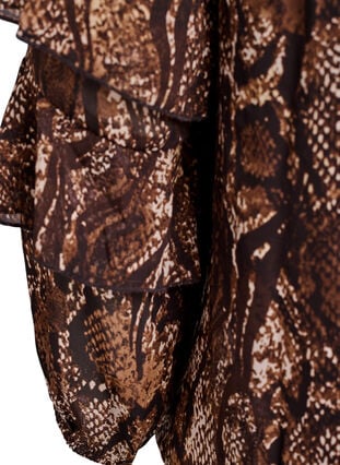 ZizziBlouse met dierenprint en ruches, Brown Snake AOP, Packshot image number 3