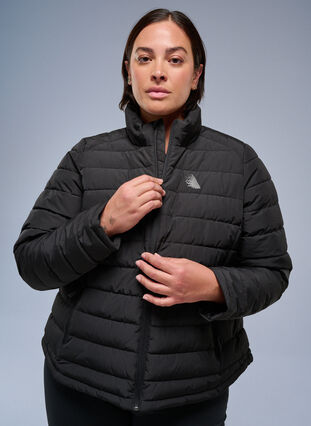 ZizziSportieve gewatteerde jas met hoge kraag en zakken, Black, Image image number 0