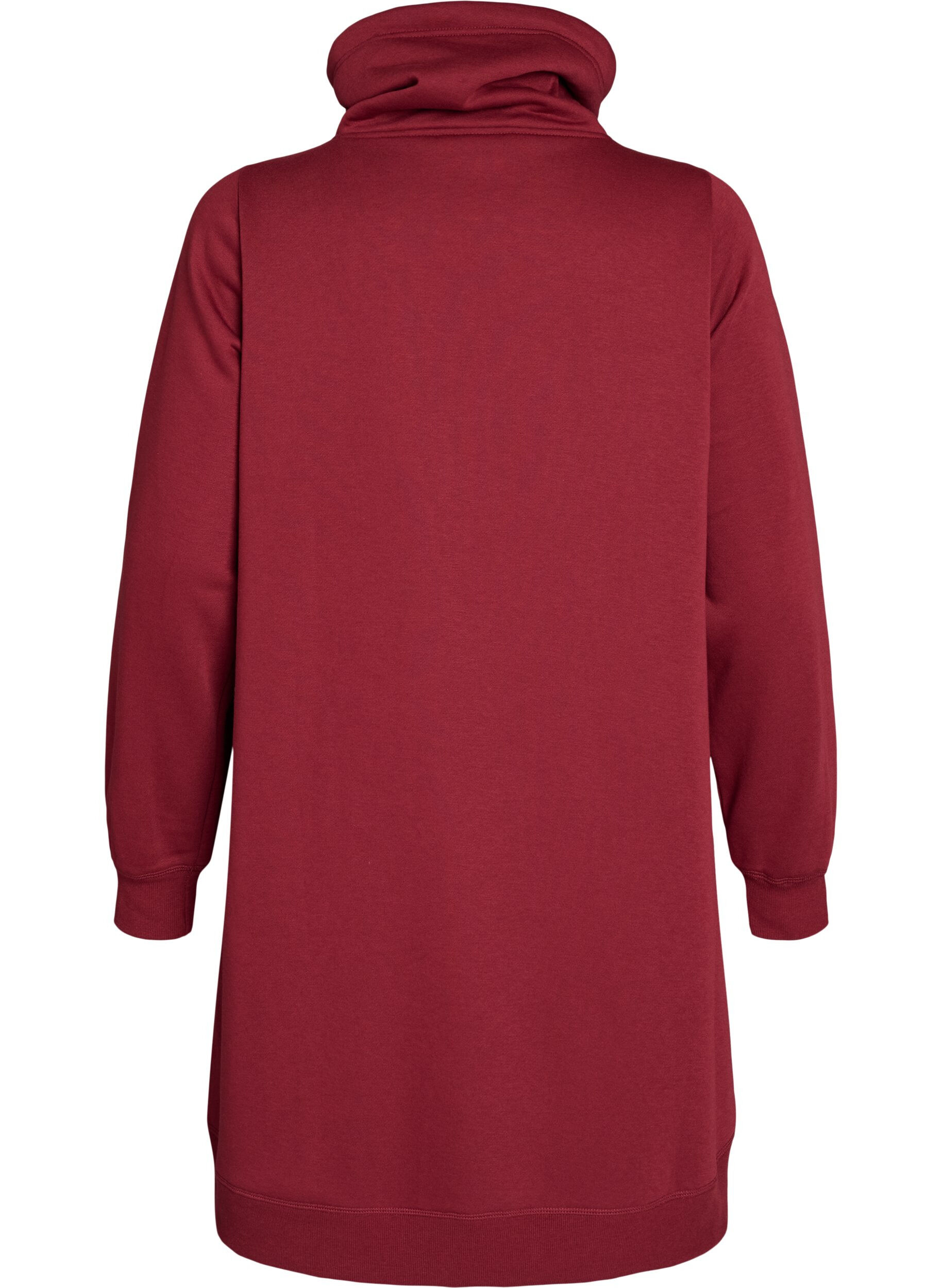 ZizziKort sweatshirt jurk met hoge kraag en zakken, Rood, Packshot image number 1