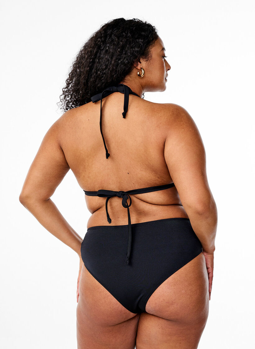 Effen bikinibroekje met normale taille, Black, Model