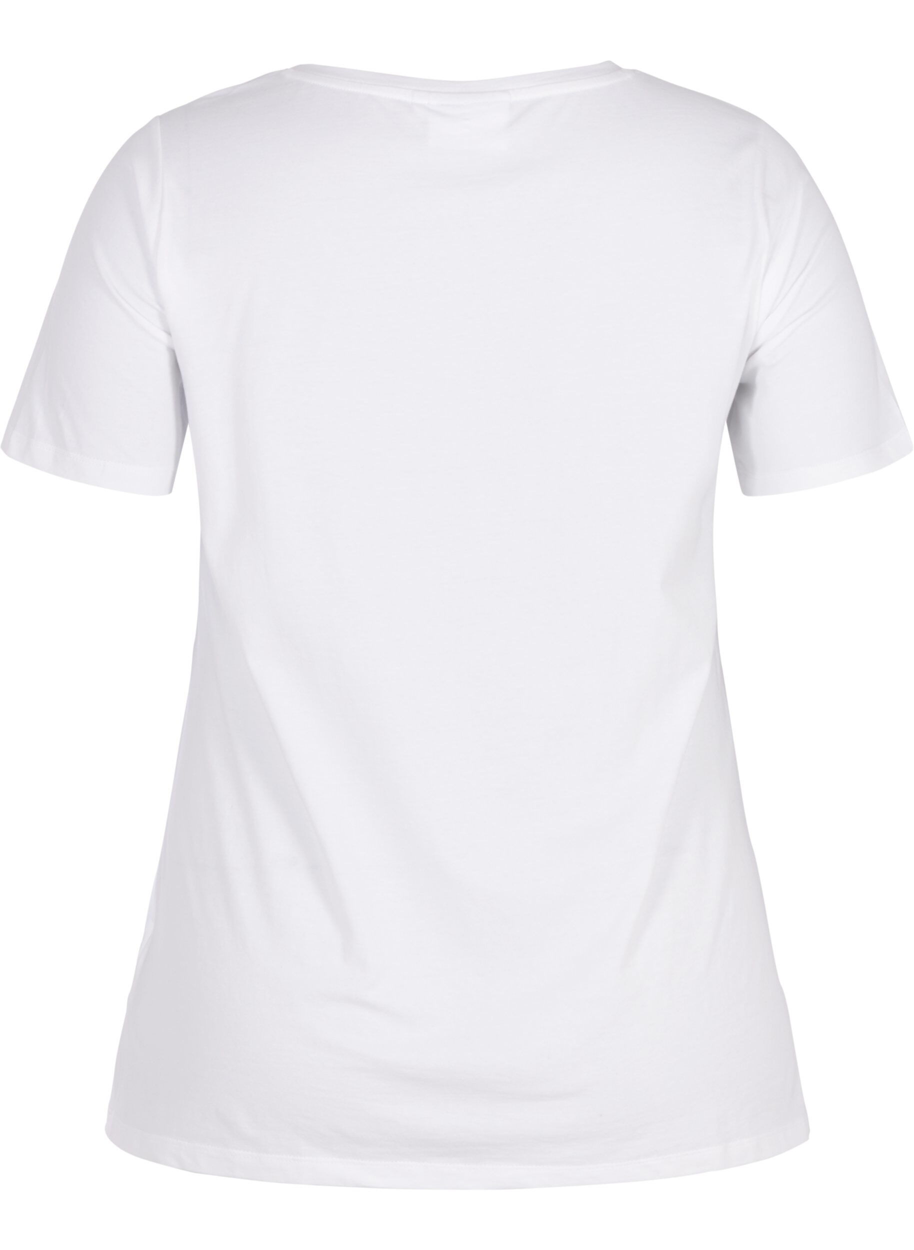 ZizziBasic t-shirt in effen kleur met katoen, Wit, Packshot image number 1