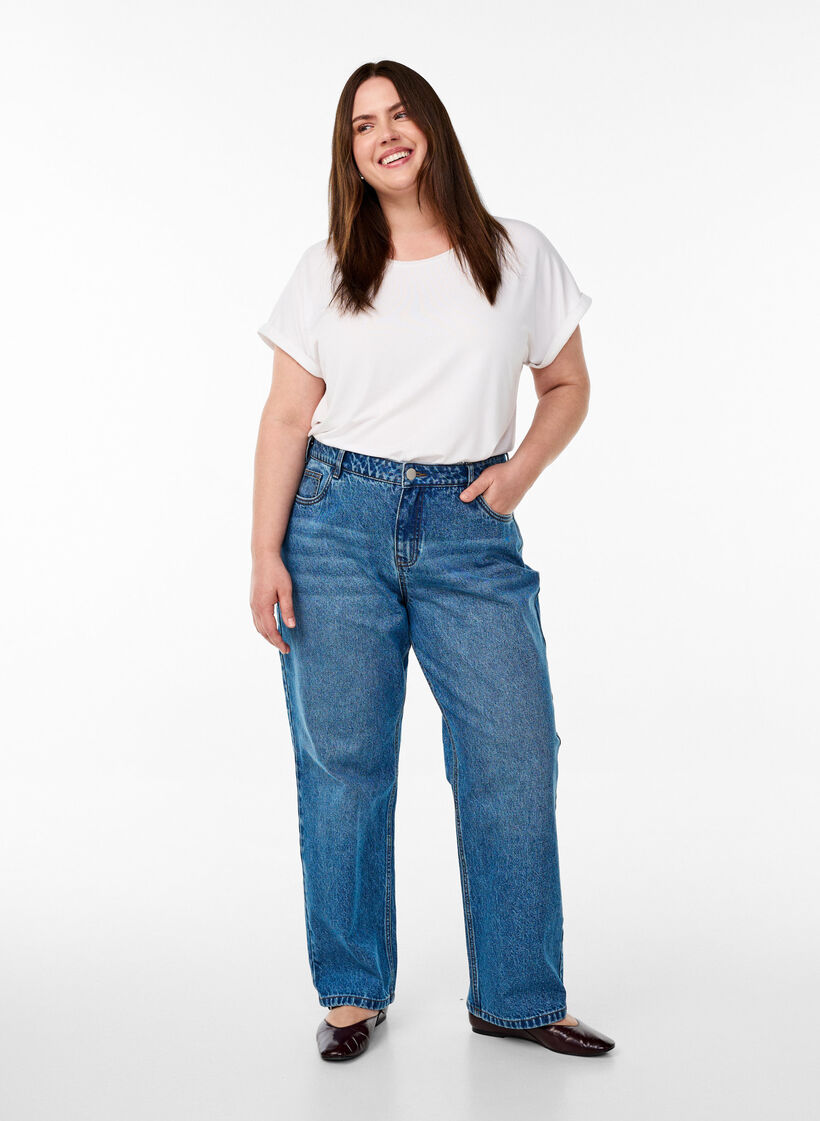 Los T-shirt met ronde hals, Wit, Model image number 1