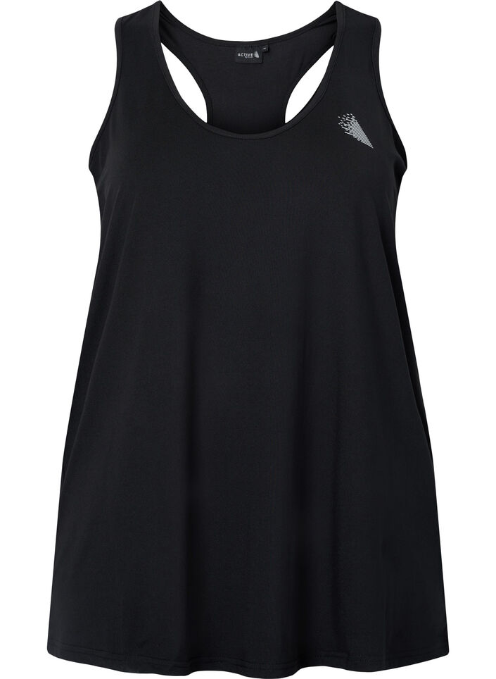 Sporttop met kruisband op de rug, Black, Packshot
