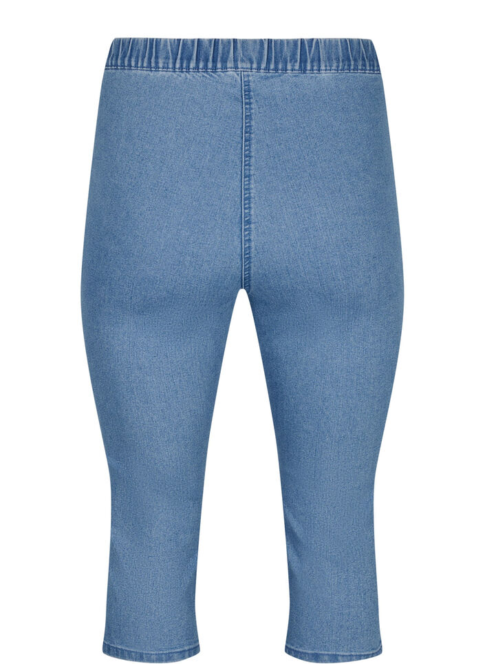 FLASH - denim capri broek met hoge taille en slanke pasvorm, Blauw, Packshot image number 1