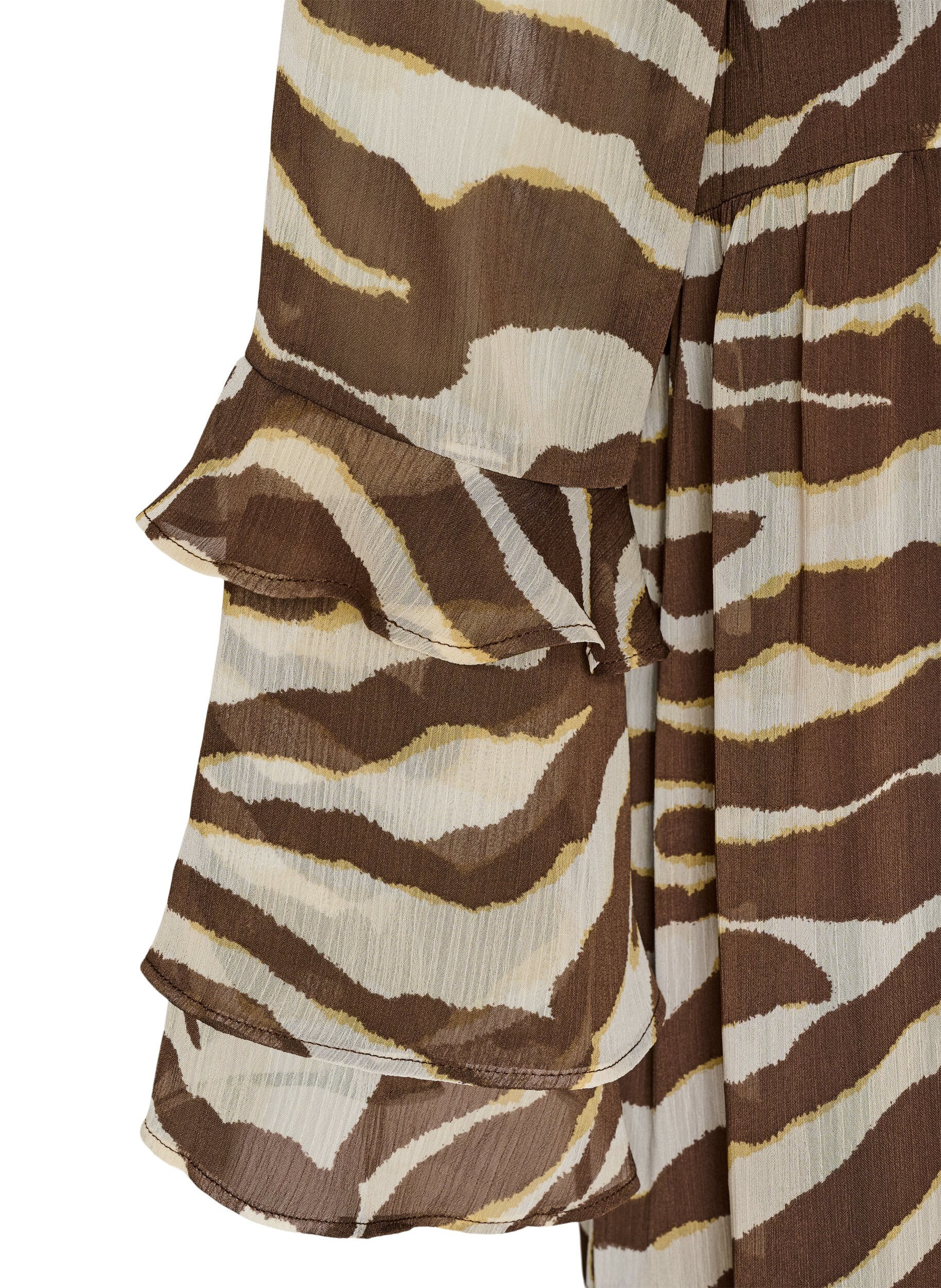ZizziMidi-jurk met ruches en V-hals, Bruin, Packshot image number 3