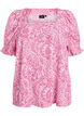 Viscose blouse met paisleymotief en een vierkante halslijn, Roze, Packshot image number 0