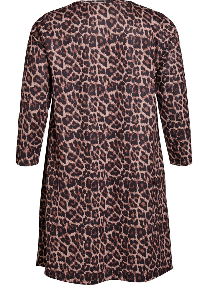 Korte A-lijn jurk met 7/8 mouwen, Bruin, Packshot image number 1