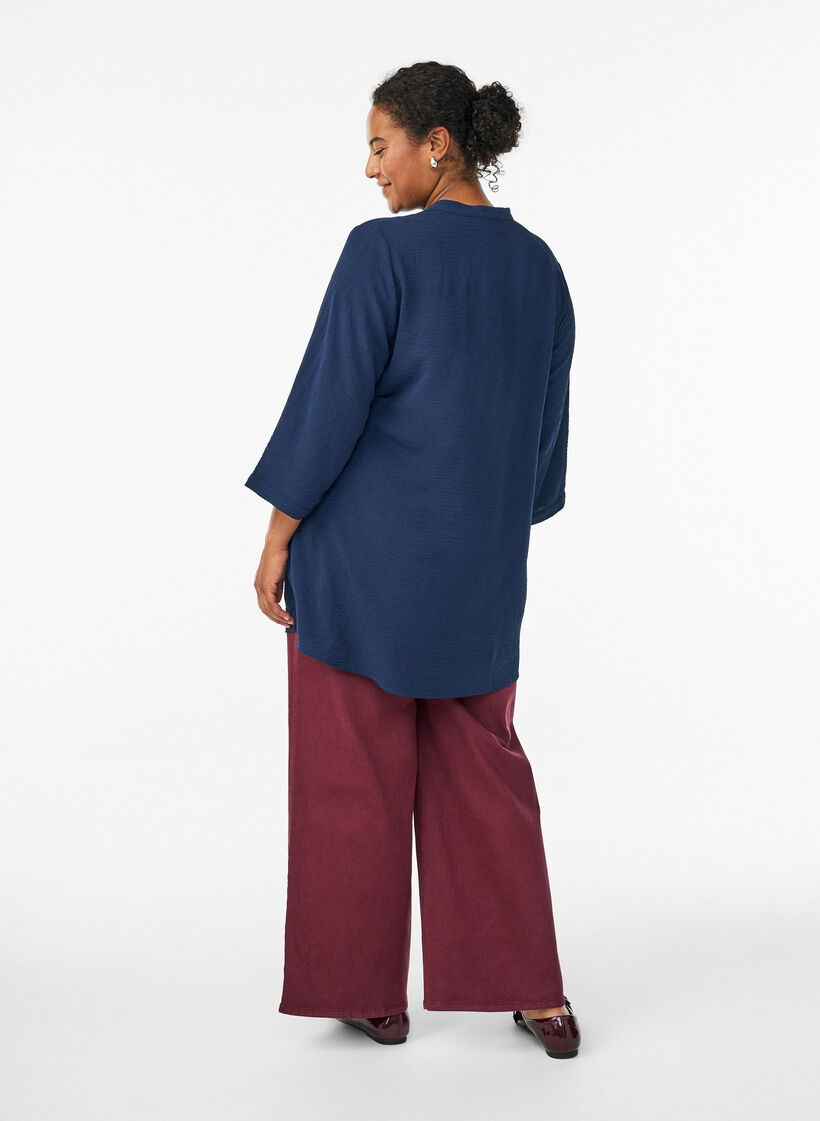 Tuniek met 3/4 mouwen, Blauw, Model image number 2