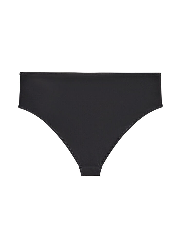High-waisted Tai bikinislip met gouden detail, Zwart, Packshot image number 1