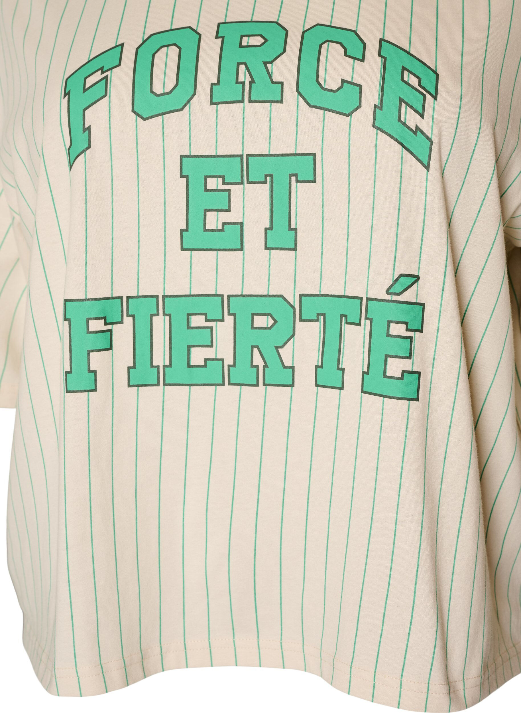 ZizziBoxy T-shirt met strepen en statement print, Vanille, Packshot image number 2