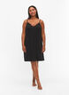 Pyjama jurk met kanten rand in viscose, Zwart, Model image number 1