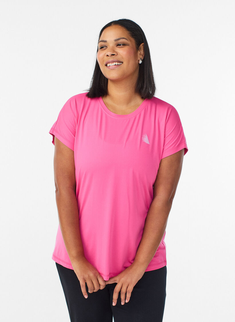 Effen gekleurd trainingsshirt, Roze, Model image number 0