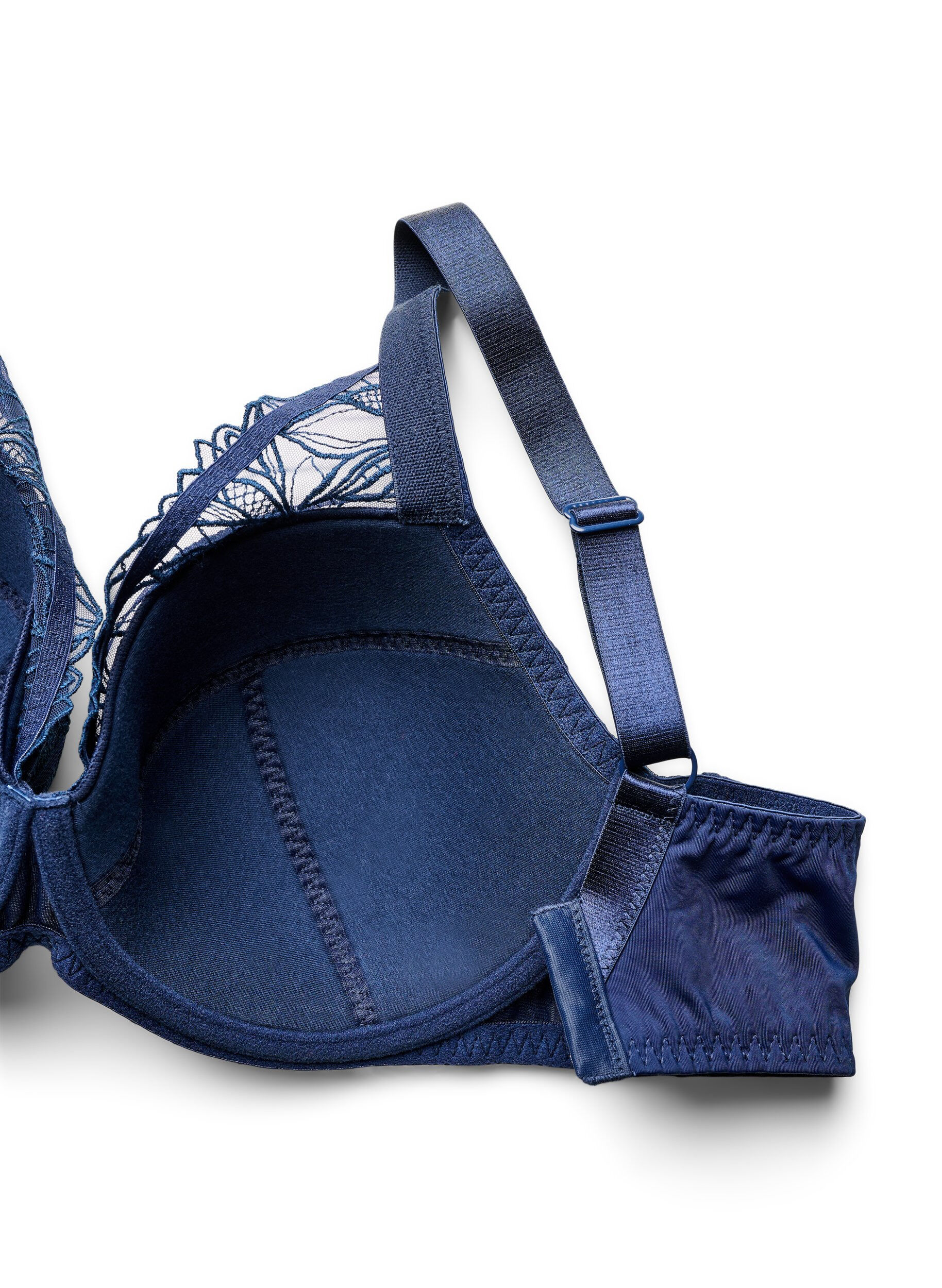 ZizziGewatteerde kanten beha met beugel, Blauw, Packshot image number 3