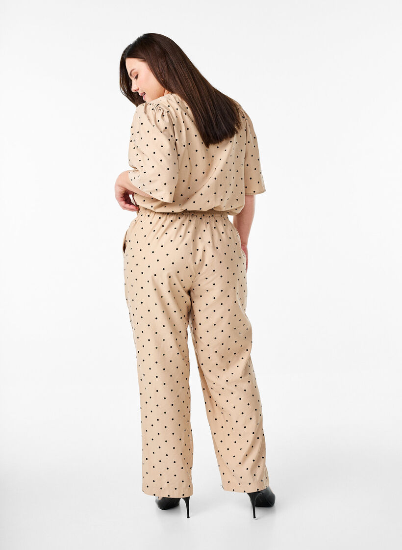 Broek met stippen en rechte pijpen, Doeskin w. dot AOP, Model