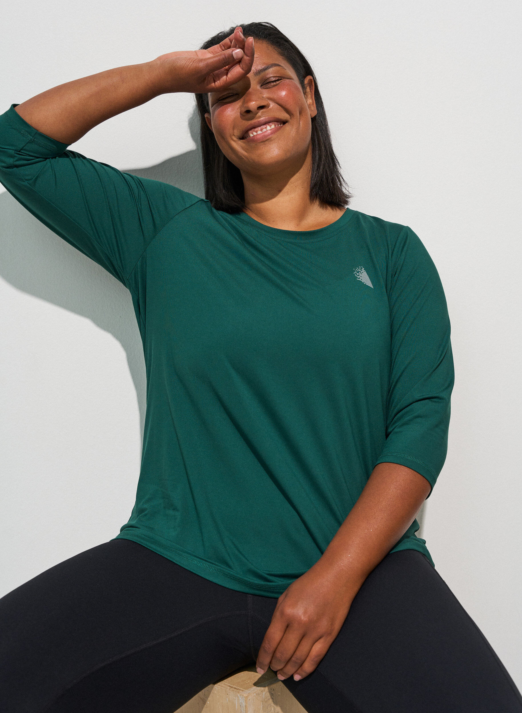 ZizziSporttop met 3/4 mouwen, Groen, Model image number 3