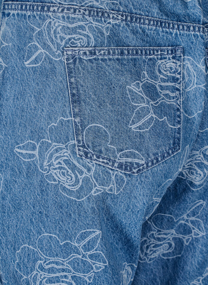 Mille jeans met een bloemenpatroon, Light Blue Denim, Packshot