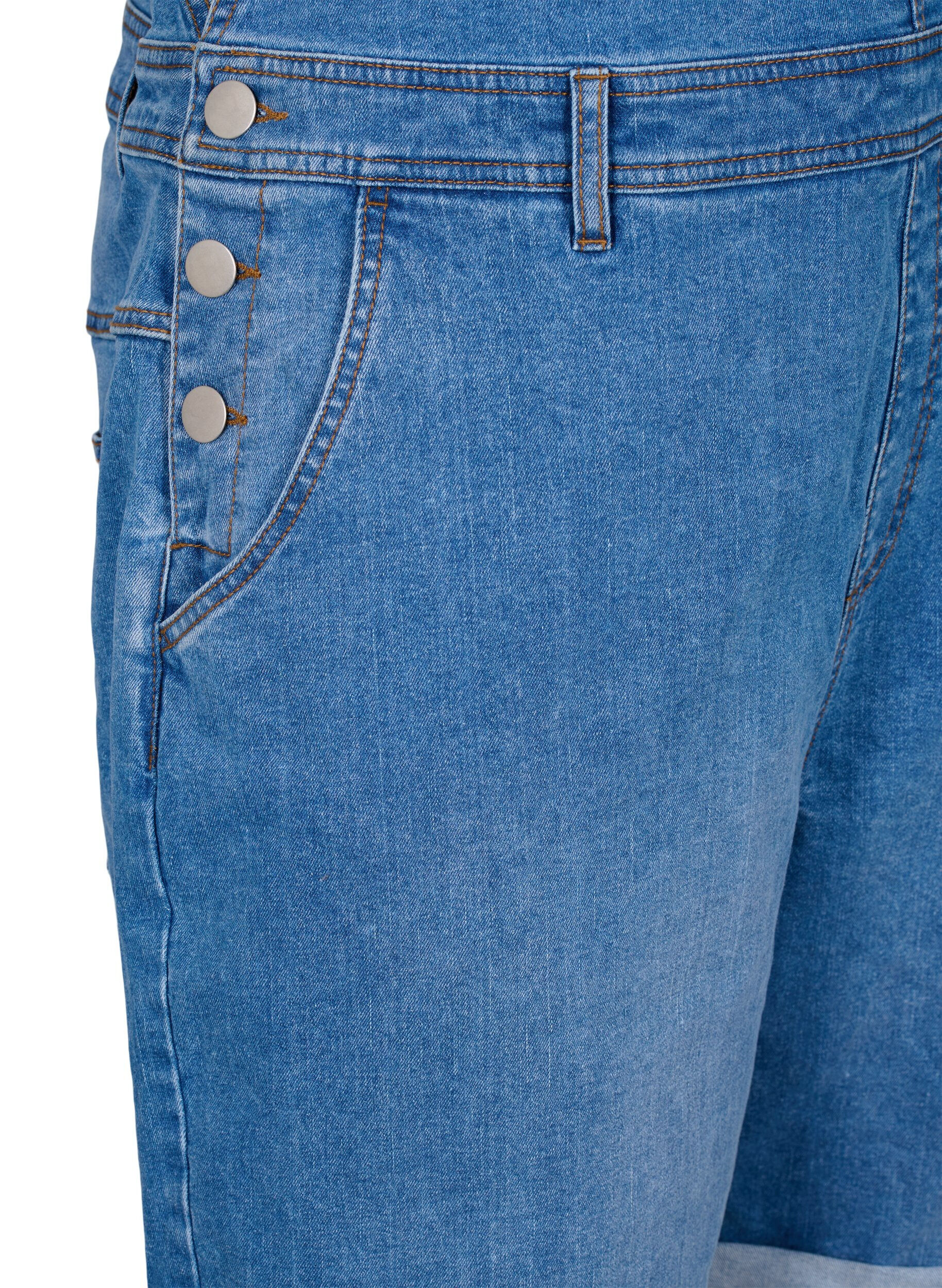 Zizzi Salopettes shorts en jean, Bleu Clair, Packshot image number 3
