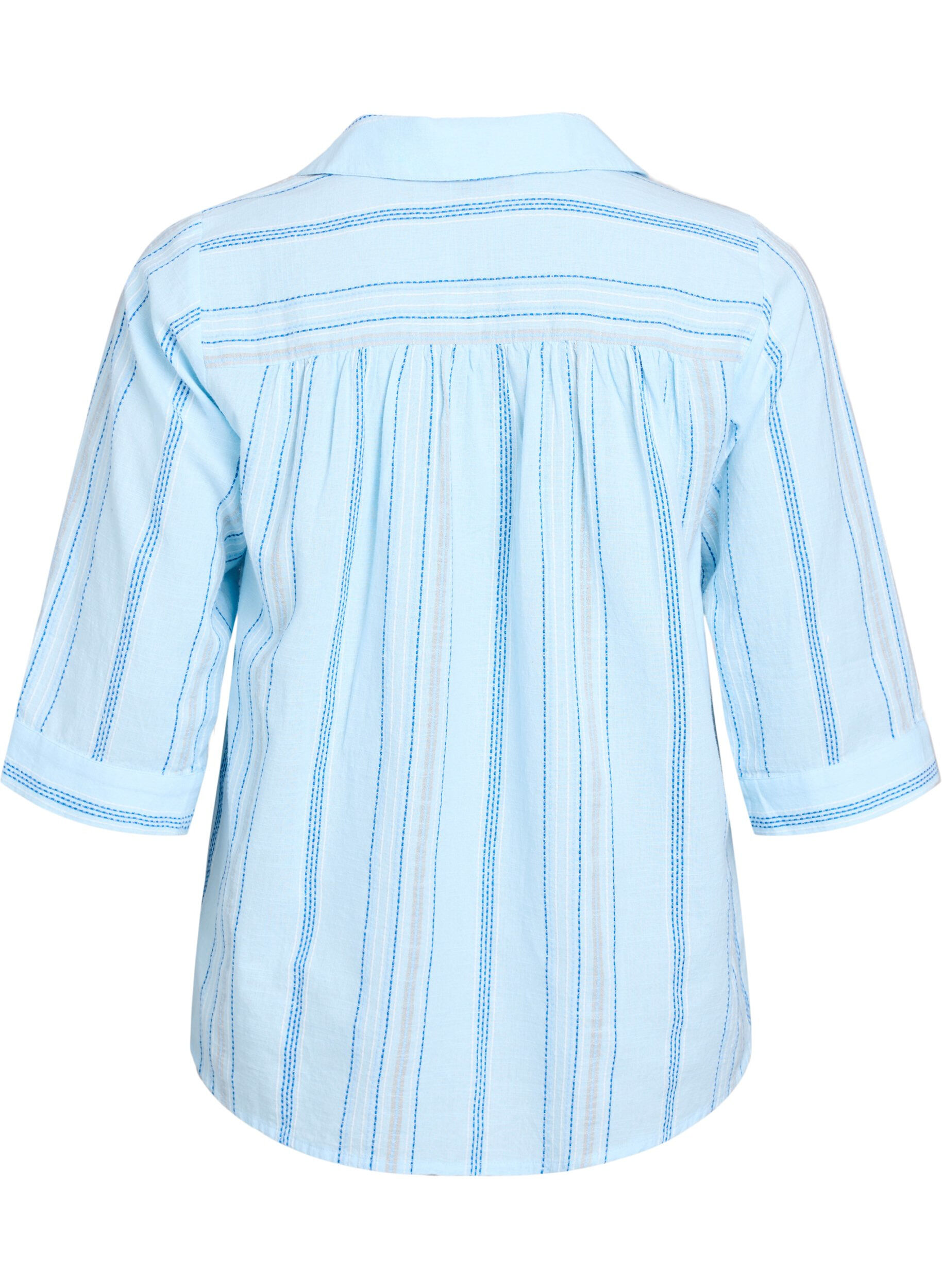 ZizziBlouse met kraag en 3/4 mouwen, Blauw, Packshot image number 1
