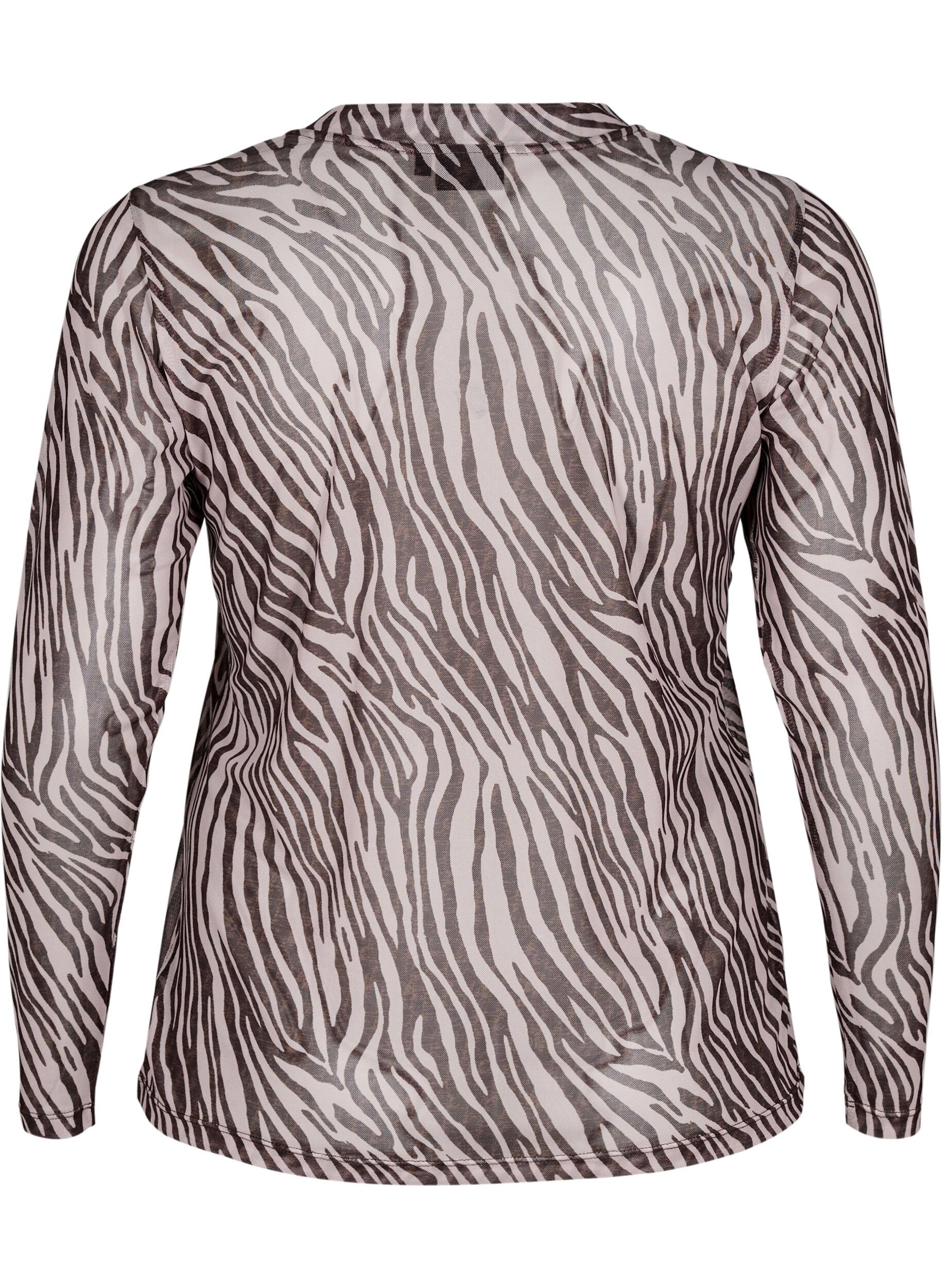 ZizziMesh top met zebra print, Zwart, Packshot image number 1