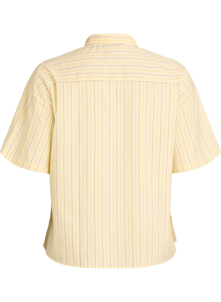 Gestreepte blouse in een los pasvorm, Geel, Packshot