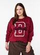 Sweatshirt met badstof tekst, Donker Bordeaux, Model image number 0
