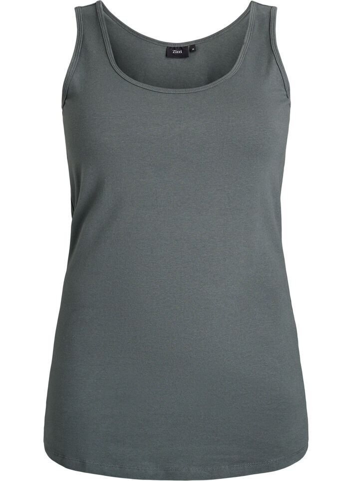 Effen gekleurd basic top in katoen, Groen, Packshot image number 0