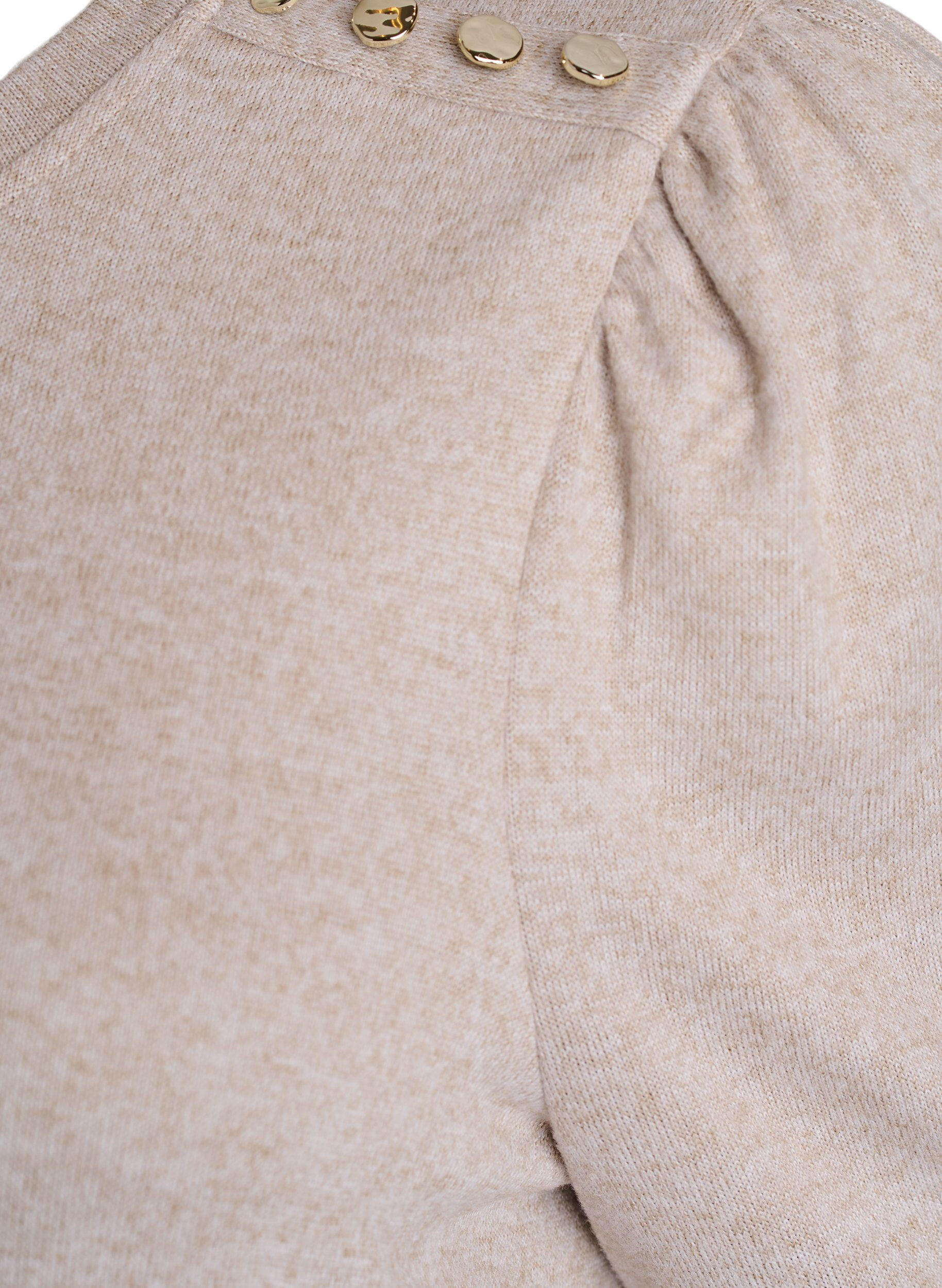 ZizziBlouse met knoopdetail en korte pofmouwen, Beige, Packshot image number 3