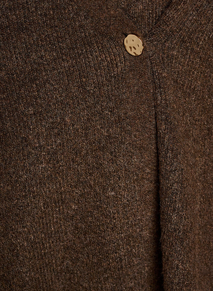 Gebreid vest met asymmetrische sluiting, Bruin, Packshot