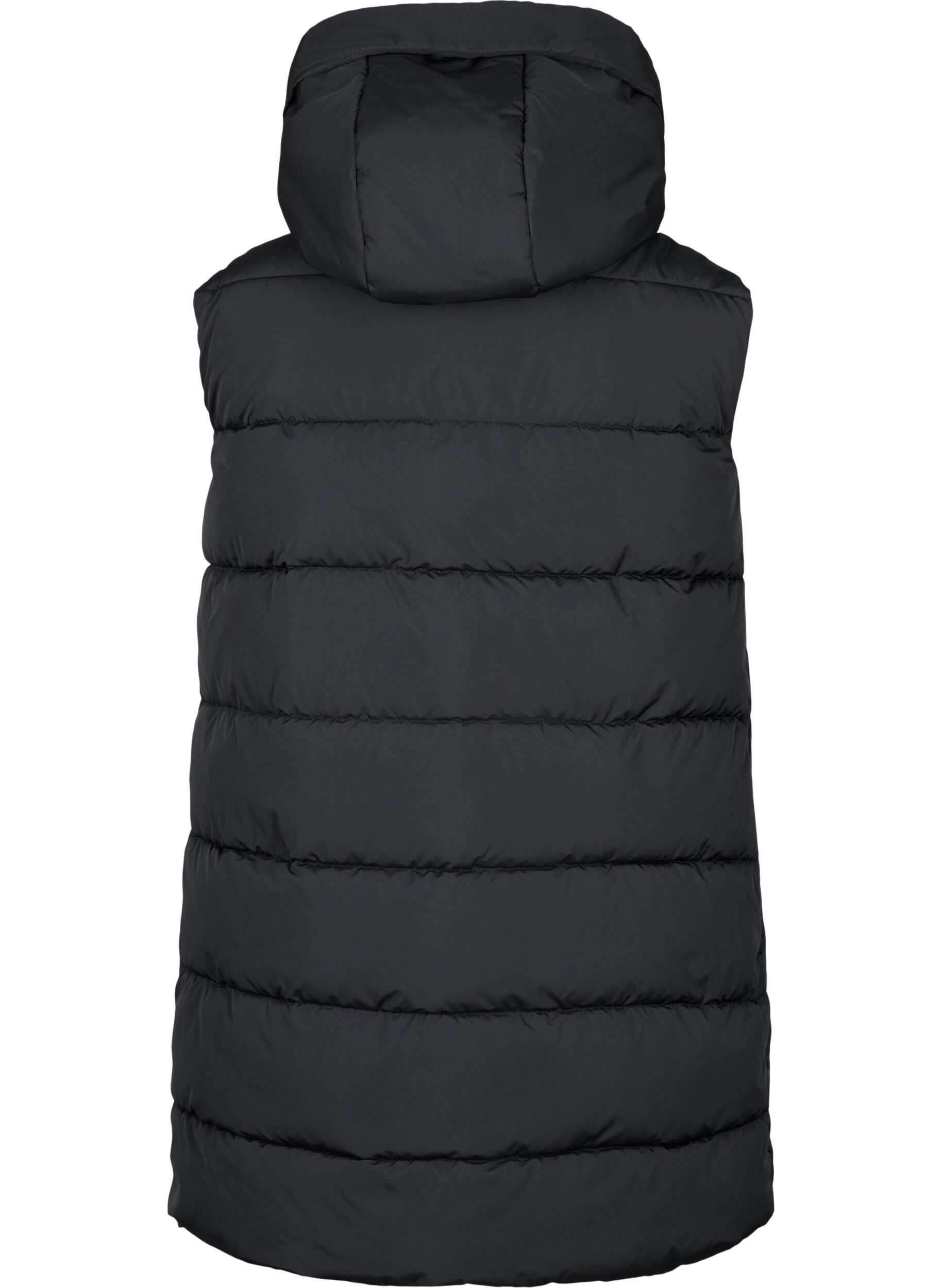 ZizziLange vest met capuchon en zakken, Zwart, Packshot image number 1