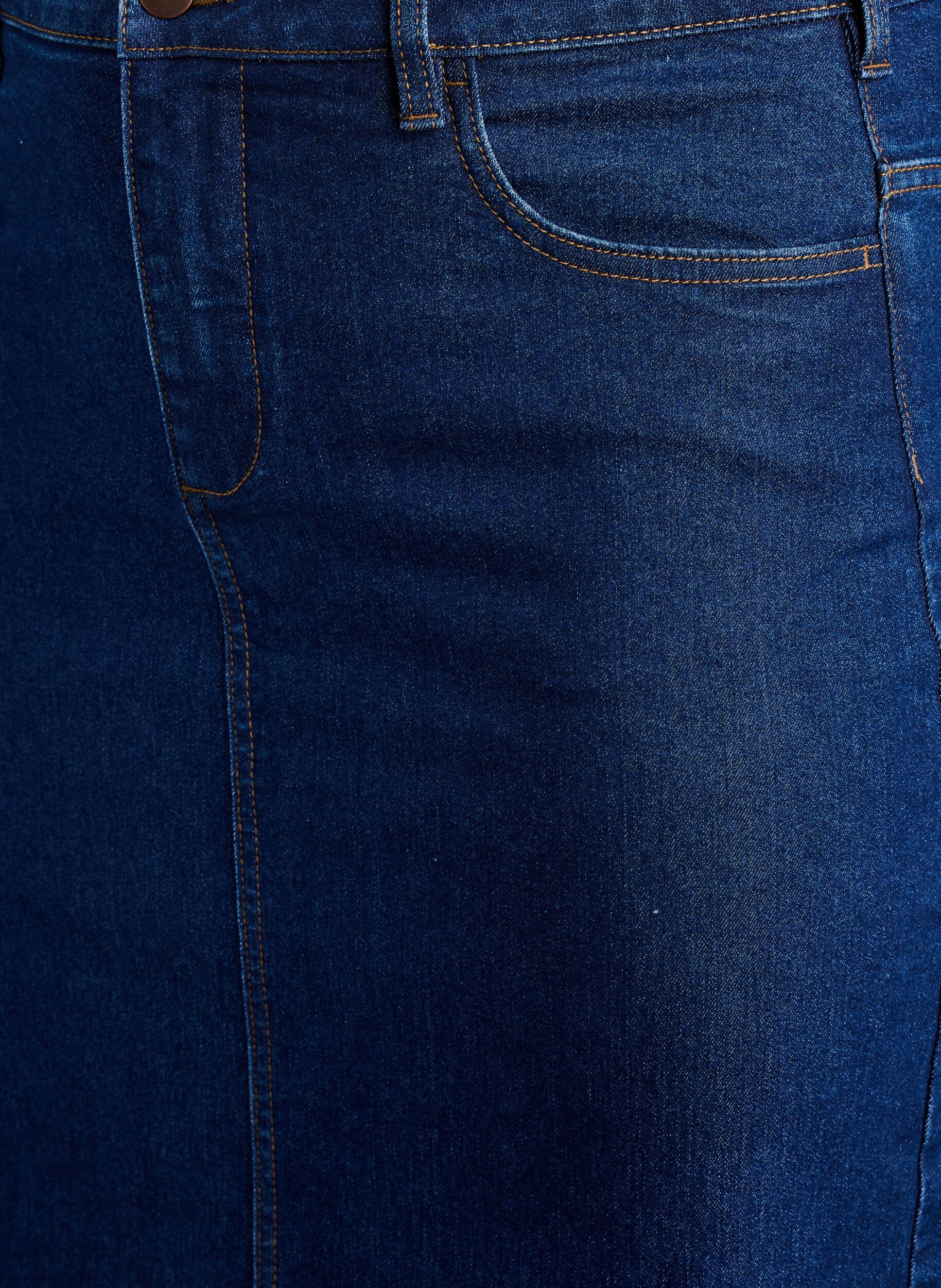 ZizziFLASH - Halflange denimrok met een voorsplit, Blauw, Packshot image number 2
