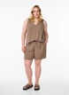Mouwloze top met kreukeffecten, Bruin, Model image number 1