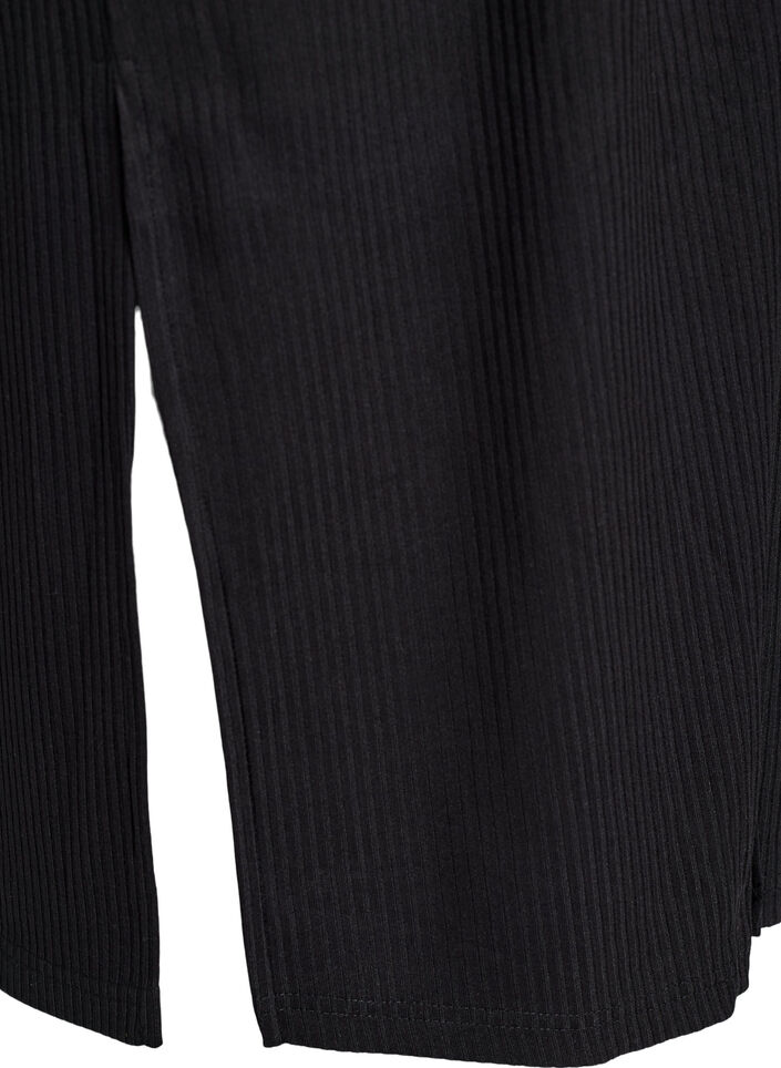 Jersey maxi jurk met kraag en korte mouwen, Zwart, Packshot image number 3