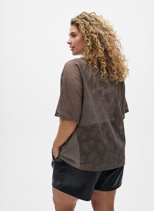ZizziLosse imitatieleer shorts met elastische tailleband, Black, Model image number 1