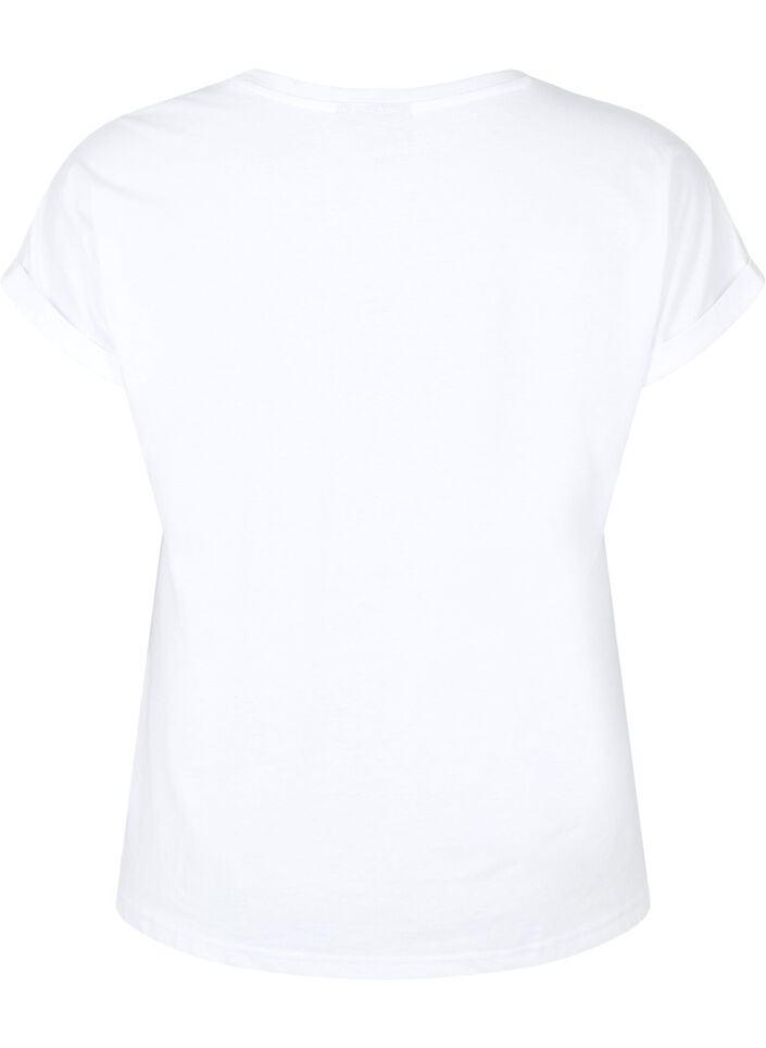T-shirt met korte mouwen van katoenmix, Wit, Packshot image number 1