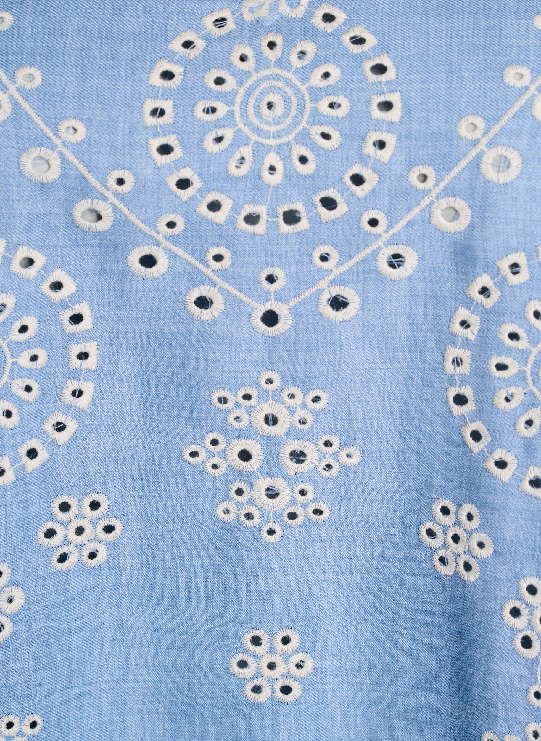ZizziBlouse met broderie anglaise en korte pofmouwen, Blauw, Packshot image number 2