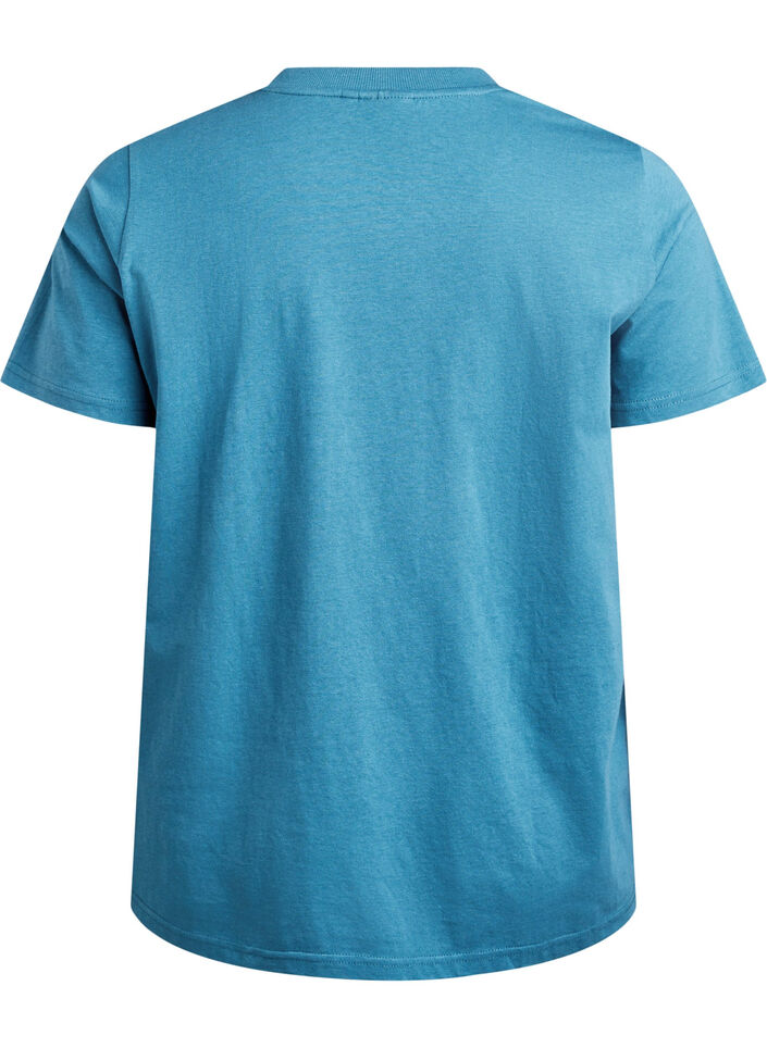 T-shirt basique en coton &agrave; col rond, Gris bleut&eacute;, Packshot image number 1