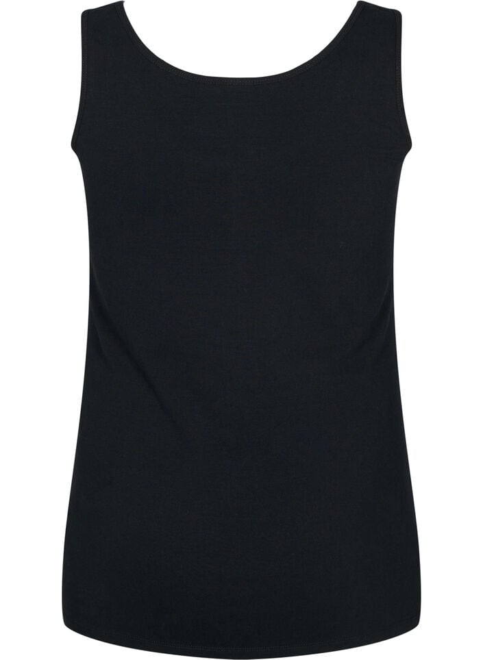 Effen gekleurd basic top in katoen, Zwart, Packshot image number 1