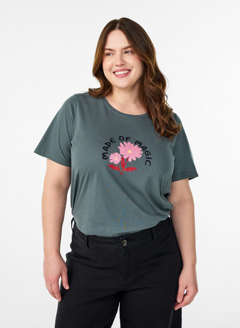 T-shirt met print, Groen, Model image number 0