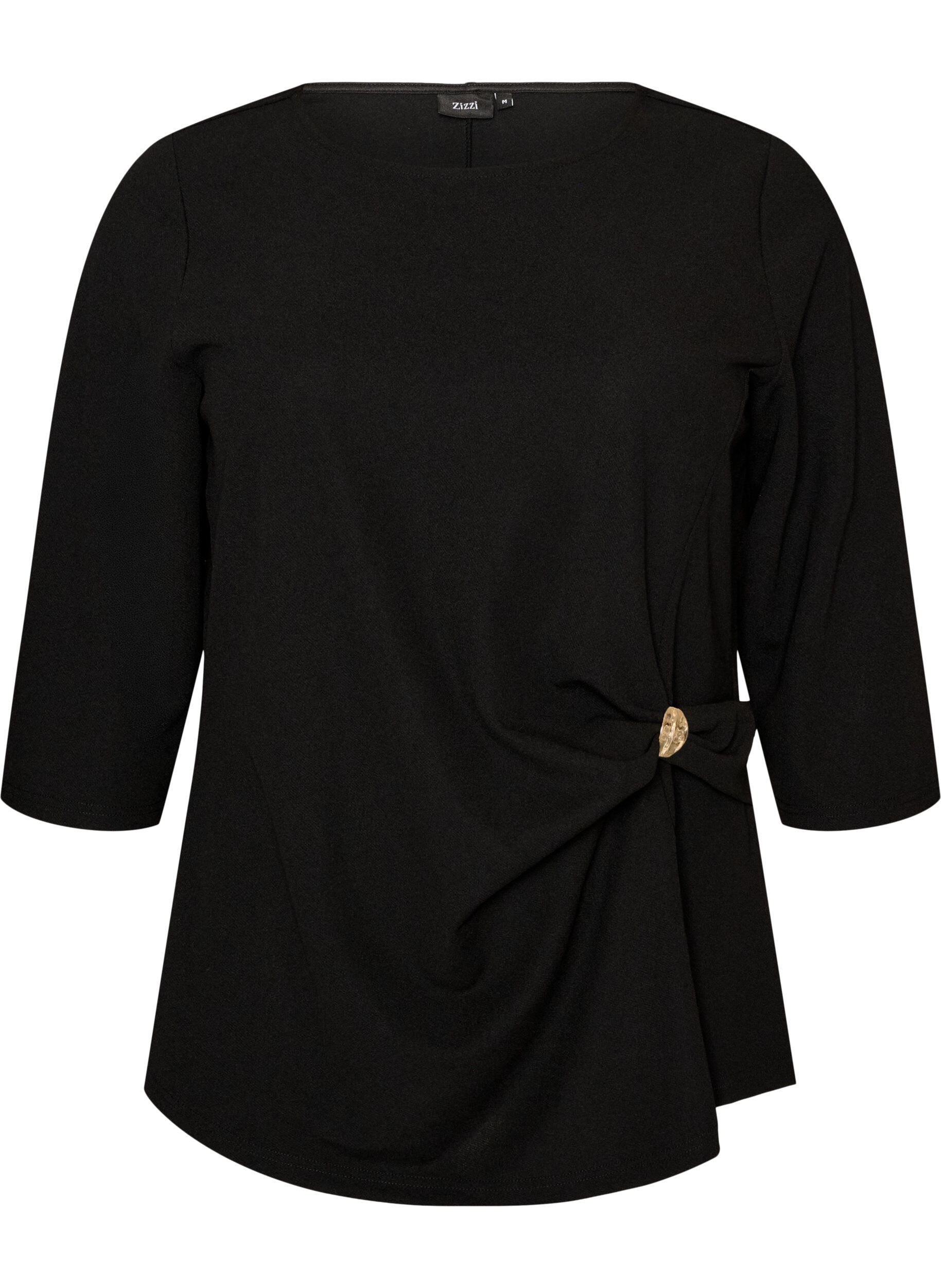 Blouse met asymmetrische drapering en 3/4-mouwen