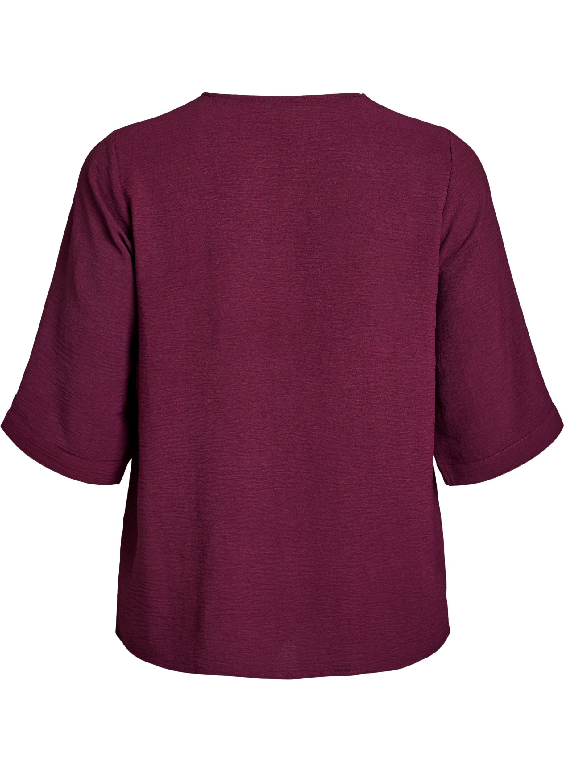 ZizziFLASH &ndash; Shirtblouse met V-hals en 3/4 mouwen, Donker Bordeaux, Packshot image number 1