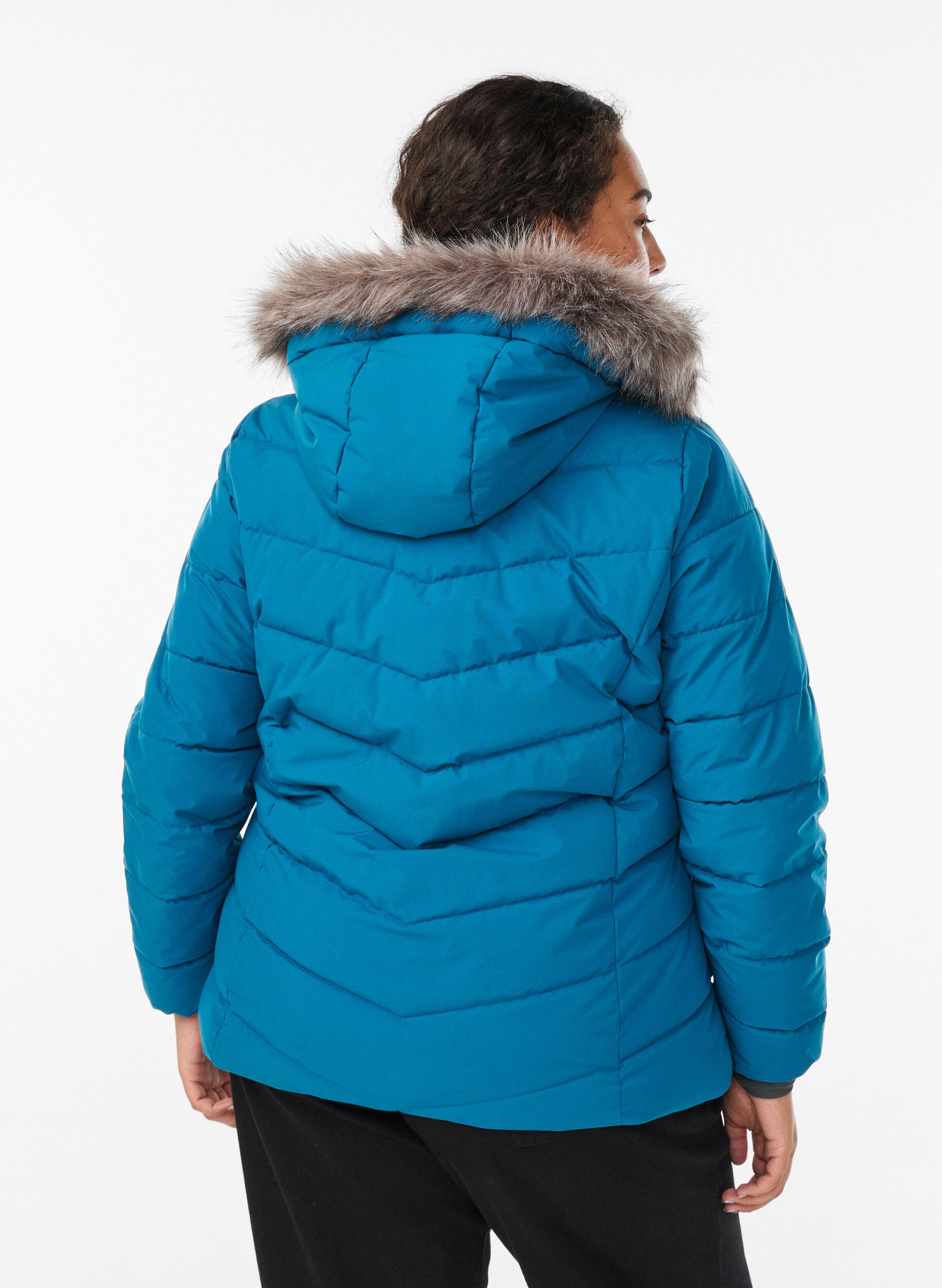 ZizziKort pufferjack met capuchon, Blauw, Model image number 2