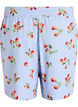 Katoenen shorts met een tomatenprint en hoge taille, Blauw, Packshot image number 1