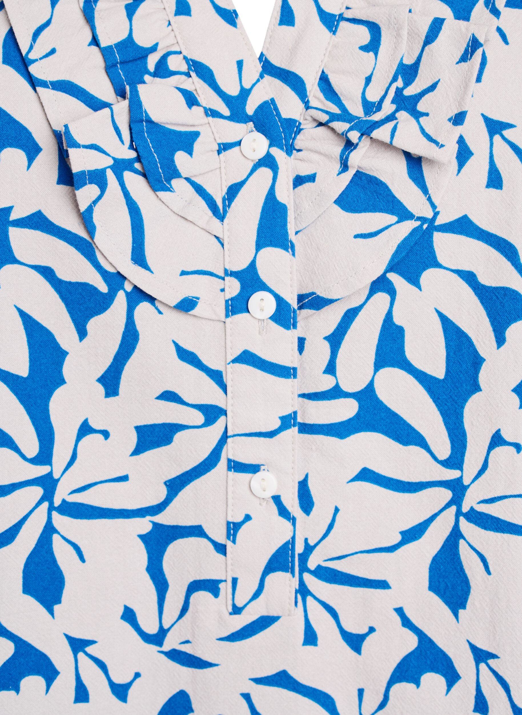 Zizzi3/4 mouw blouse in katoen met strepen, Blauw, Packshot image number 2