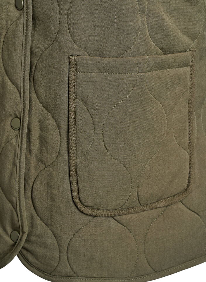 Gewatteerde jas met knopen en zakken, Groen, Packshot image number 3